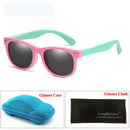 LongKeeper Spiegel Kinder Sonnenbrillen mit Etui Jungen Mädchen Polarisiert Silikon Sicherer Sonnenschutz Brille Geschenk Für Kinder Baby UV400 Gafas