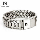 Kalen New High Polished Shiny Bracelets Stainless Steel Bike Link Chain Bike Chain Bracelets Fashion Male Accessories 2018