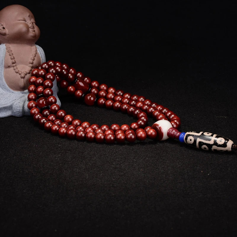 High quality Lobular Red Sandalwood Bracelets 108 Buddha Beads Size 7-8mm Round Old Material High Density Wood Bracelet Jewelry