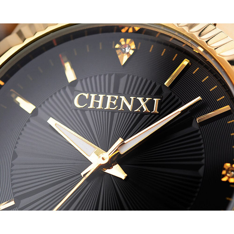 CHENXI Creative Golden Men&#39;s Quartz Wristwatches Women Men Full Steel Luxury Clock Brand Watches lovers&#39; Waterproof Gold Watch