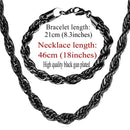 U7 Edelstahl 9MM Gedrehte Seilkette Halskette Set Großhandel Kette Halskette Und Armband Herren Schmuck Sets S840