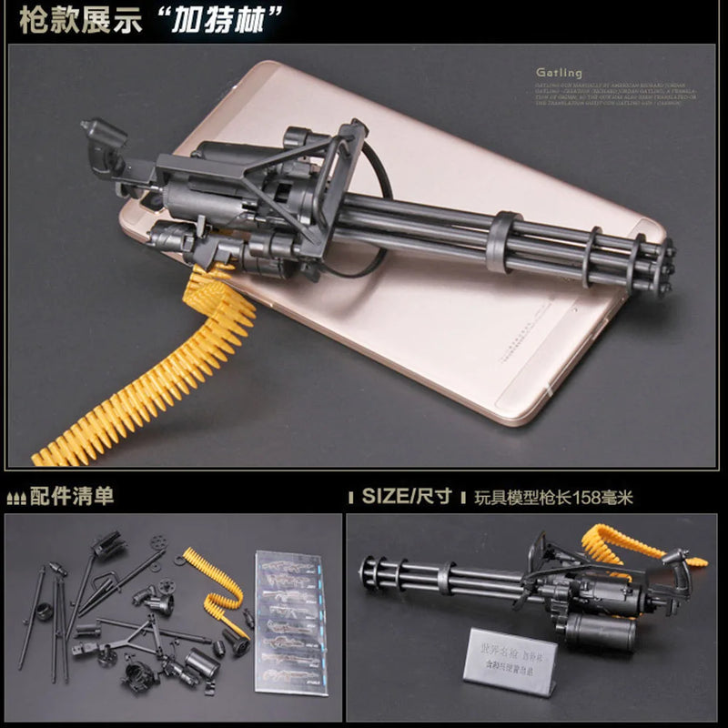 1/6 Scale M134 Minigun Gatling Machine Gun Assemble Model Army TERMINATOR Collections Scene Sandpan Game
