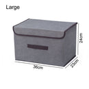 Baumwoll-Leinen Aufbewahrungsbox mit Deckel 2 Größen Kleidung Socken Spielzeug Snacks Kleinigkeiten Organizer Set Stoffboxen Kosmetik Haushalt
