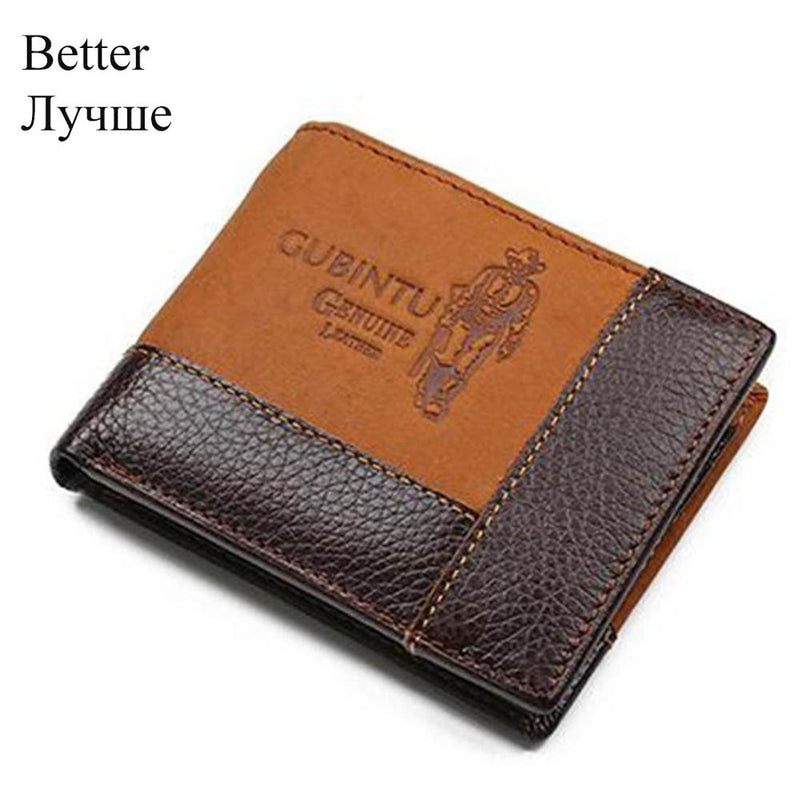 GUBINTU Genuine Leather Men Wallets Coin Pocket Zipper Real Men&