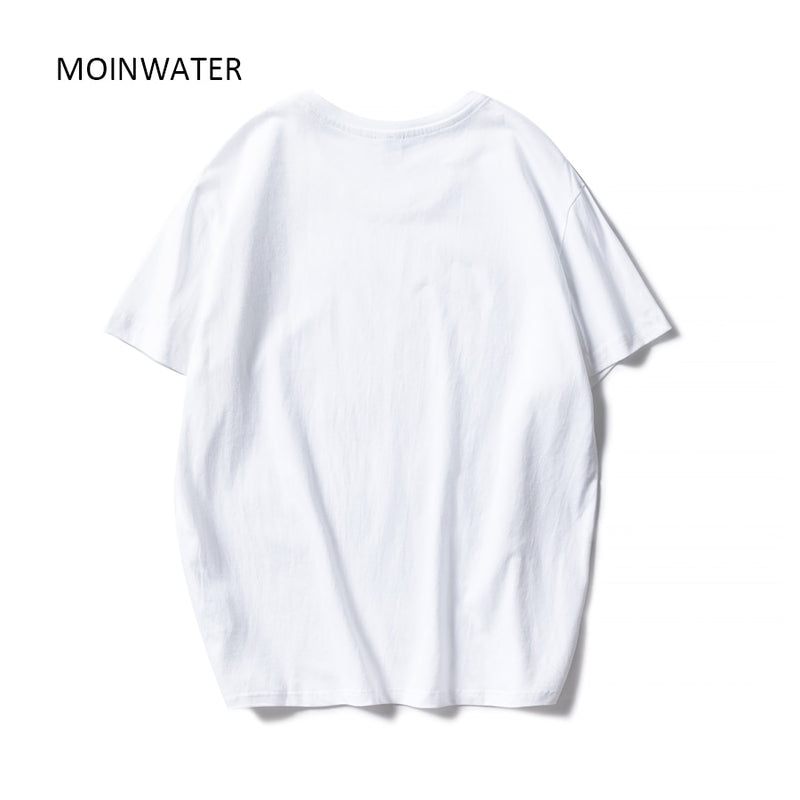 MOINWATER New Women Casual Summer T shirts Fashion Lady 100% Cotton White Tees Short Sleeve Black T shirt Tops for Woman MT1904