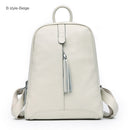 Women 100% Full Grain Genuine Cow Leather White Gray Beige Blue Yellow Black Backpacks Ladies Schoolbag Teenagers Cowhide Bag