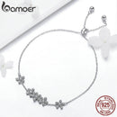 BAMOER Genuine 925 Sterling Silver Luminous Daisy Flower Women Bracelets Clear CZ Fashion Bracelet Jewelry Making Gift SCB084