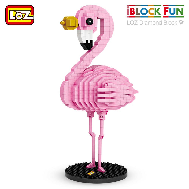 LOZ Diamond Blocks Flamingo Toy Pink Bird Action Figure Colorful Cartoon Animals Educational Bricks DIY Kids Children Gift 9205