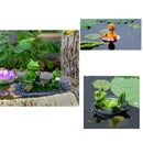 Resin Floating Bamboo raft Frog Statue duck Sculpture Outdoor Garden Pond Decorative Home  Fish Tank Garden Decor Desk Ornament