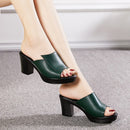 GKTINOO Damen-Hausschuhe 2023 Damen Sommer-Pantoletten Echtes Leder Schuhe Damen High Heels Mode Sommer-Schuhe