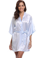 RB032 2018 Neuer Seidenkimono Bademantel Damen Seidenbrautjungfern Roben Sexy Marineblaue Roben Satin Robe Damen Morgenmäntel