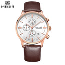 MEGIR Luxury Casual Men Watches Leather Strap Quartz Chronograph Top Brand Watch Military Sport Men relogio feminino Waterproof