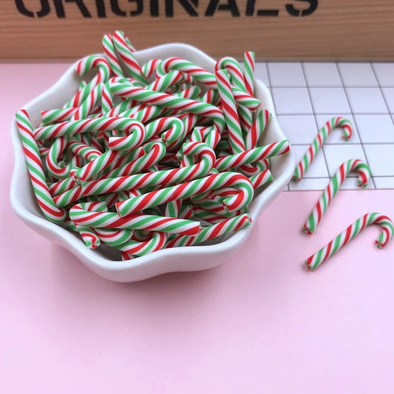 Hot Selling Cute Kawaii Christmas Candy Cane for Crafts Making, Phone Deco, Scrapbooking, DIY Accessories