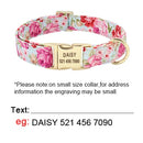 Personalized Floral Dog Collar Custom Small Medium Dog Pet ID Collar Flower Print Nylon Large Dog Engraved Collars for Pitbull