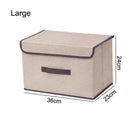 Baumwoll-Leinen Aufbewahrungsbox mit Deckel 2 Größen Kleidung Socken Spielzeug Snacks Kleinigkeiten Organizer Set Stoffboxen Kosmetik Haushalt