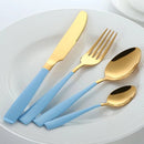 Luxury Cutlery 24Pcs Black Flatware Sets Stainless Steel Kitchen White Dinner Set Beautiful Tableware For Restaurant Table Knife