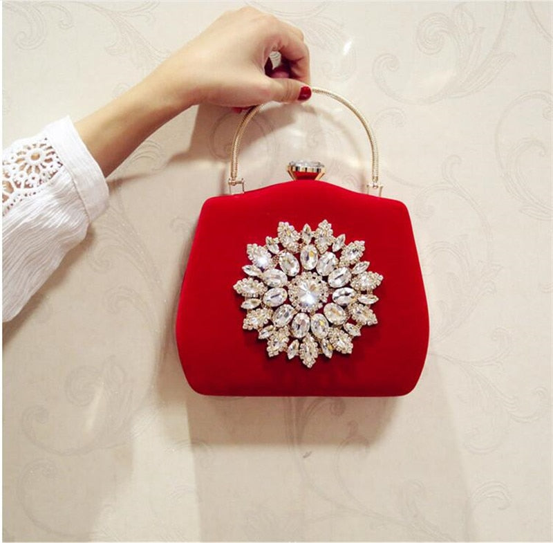 2023 New Diamond Sun Flowers Evening Bags Luxury Wedding Clutch Bags For Girls Party Dinner Bags With Chain MN861