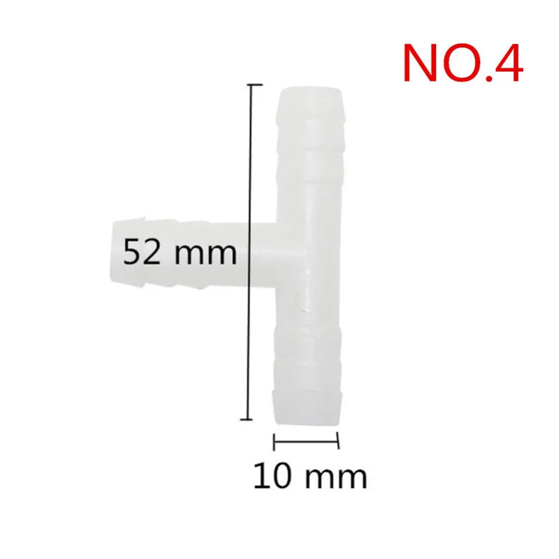 Plastic Barb Hose Fitting Tee Connector 3mm 4mm 8mm 10mm 13.5mm 3-Way Hose Joint Tube T-Shape Pipe Fittings 10 Pcs