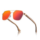 Hu Wood Sonnenbrille Herren Polarisiert Rote Gläser Handgemachte Mode Marke Cool UV400 Hochwertig Autofahren mit Etui Oculos GR8039