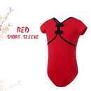 Girls Ballet Dance Leotards Chinese Knot Button Dance Wear Kids Bodysuit Red Gymnastic Leotards Toddler Swimsuit