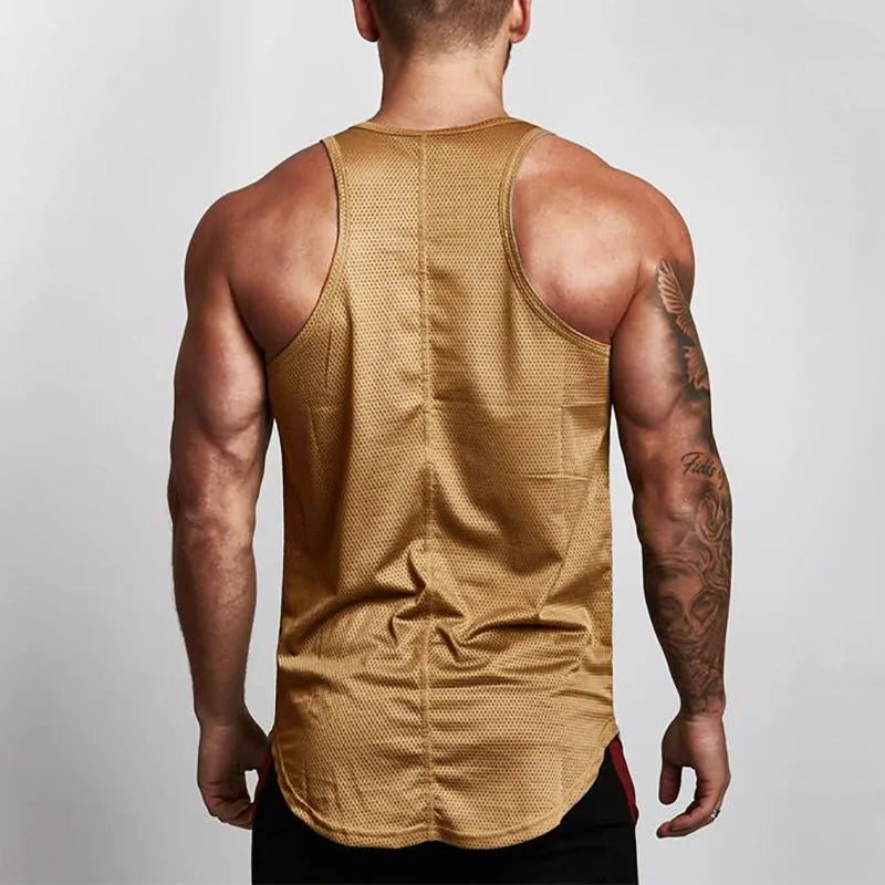 Muscleguys Men's Mesh Tank Tops Fitness Clothing 2023 Summer Muscle Vest Gyms Stringer Tanktop Canottiere Bodybuiding Sleeveless