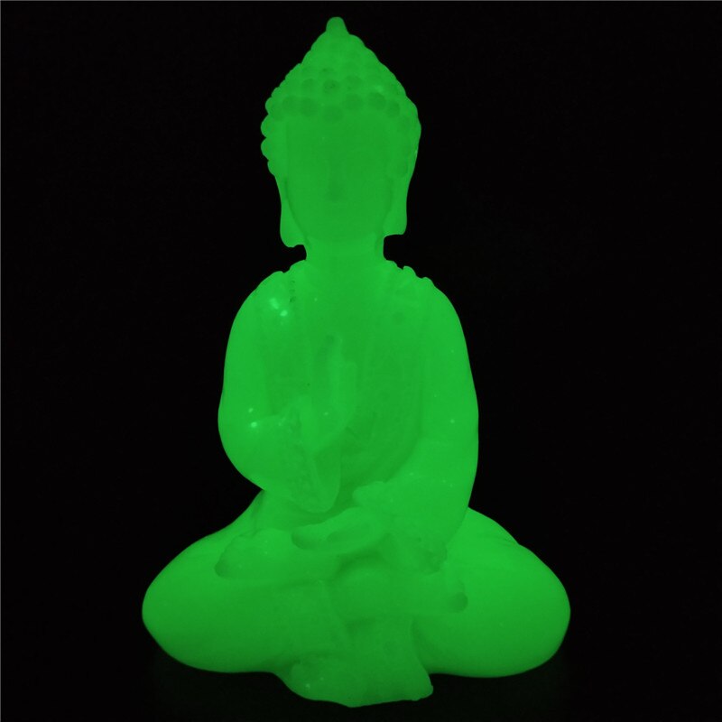 Glowing Meditation Buddha Statue Man-made Jade Stone Ornament Thai Buddha Sculpture Figurines Luminous Home Garden Decoration