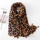 2022 Autumn Winter Leopard Dot Tassel Viscose Shawl Scarf Women Print Neckerchief Snood Luxury Brand Foulards Muslim Hijab Sjaal
