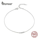 Bamoer Silver  Small Beads Anklets for Women Beaded Summer Sterling Silver 925 Foot Jewelry Fashion Style Leg Bracelet SCT007