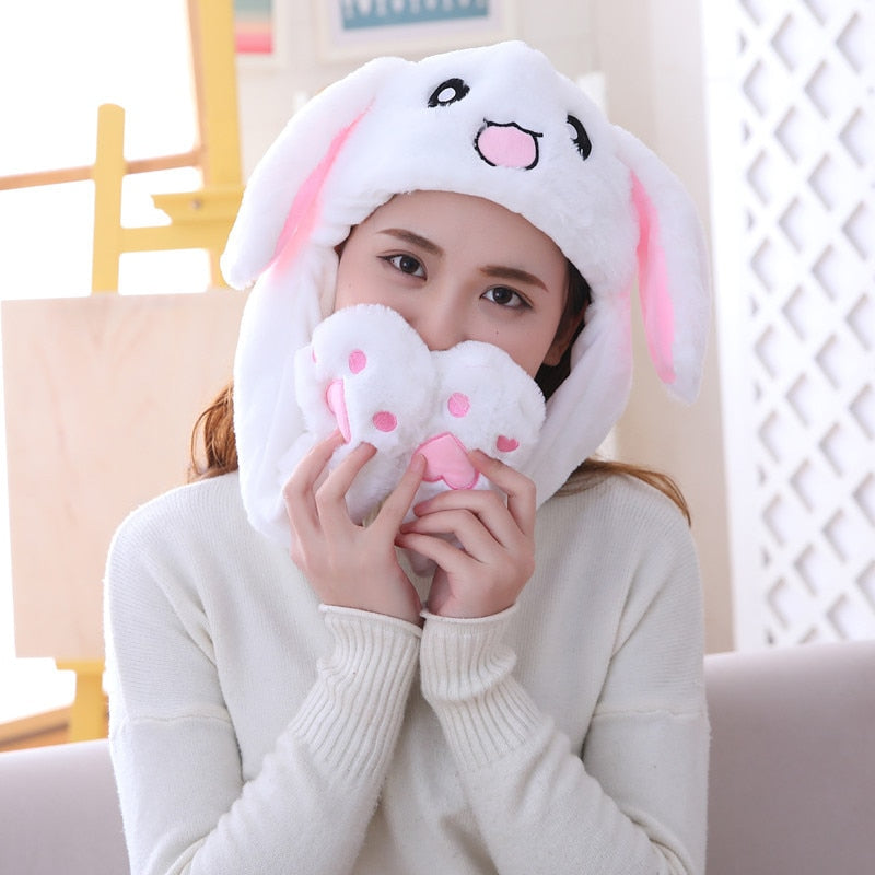 Animal Cartoon Unicorn Girls Unicorn Hat Winter Women Hats Plush Moving Rabbit Ears Hat Children&