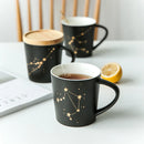 1PC KINGLANG Ceramic 12 Zodiac Mark Black Color Deep Mug Office Water Lover Big Mug Drinkware