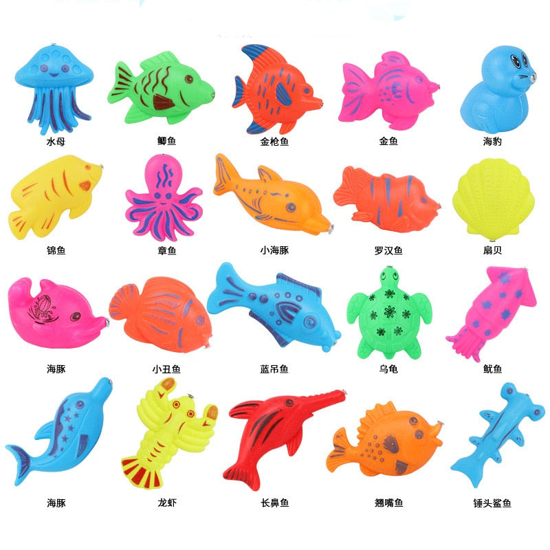 46pcs/Set Children's Magnetic Fishing Toy With Inflatable Pool Parent-Child Interactive Game Baby Bath Toys Summer Outdoor Toy