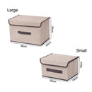 Baumwoll-Leinen Aufbewahrungsbox mit Deckel 2 Größen Kleidung Socken Spielzeug Snacks Kleinigkeiten Organizer Set Stoffboxen Kosmetik Haushalt