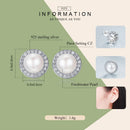 Bamoer 925 Sterling Silver Classic Round Fresh Water Pearl Stud Earrings Pave Setting CZ for Women Engagement Jewerly SCE122