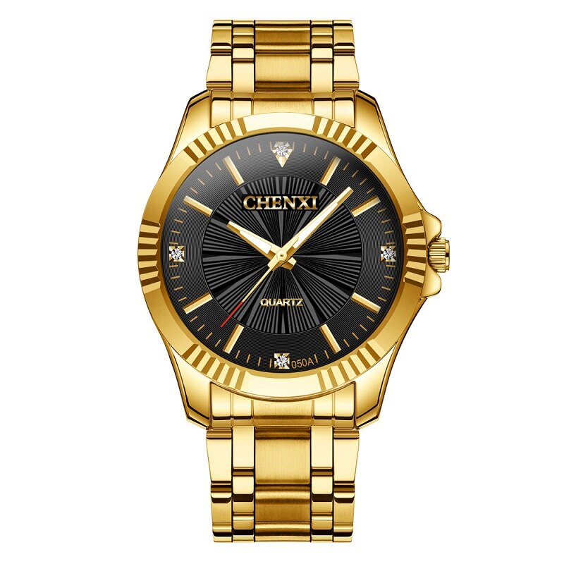 CHENXI Creative Golden Men&#39;s Quartz Wristwatches Women Men Full Steel Luxury Clock Brand Watches lovers&#39; Waterproof Gold Watch