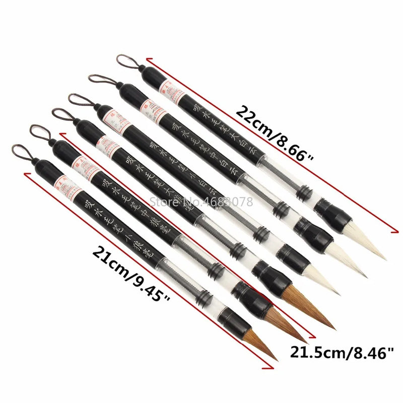 3pcs /Set Adjustable Piston Water Writing Brush Pen Chinese Calligraphy Beginner Weasel Hair Pen and Wool Pen