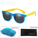 LongKeeper Spiegel Kinder Sonnenbrillen mit Etui Jungen Mädchen Polarisiert Silikon Sicherer Sonnenschutz Brille Geschenk Für Kinder Baby UV400 Gafas
