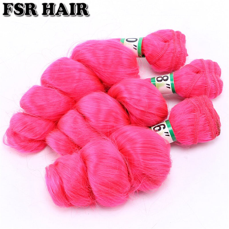 FSR Brown pink grey Color 70 G/pcs Loose wave Hair weave synthetic Hair Bundles for Black Women