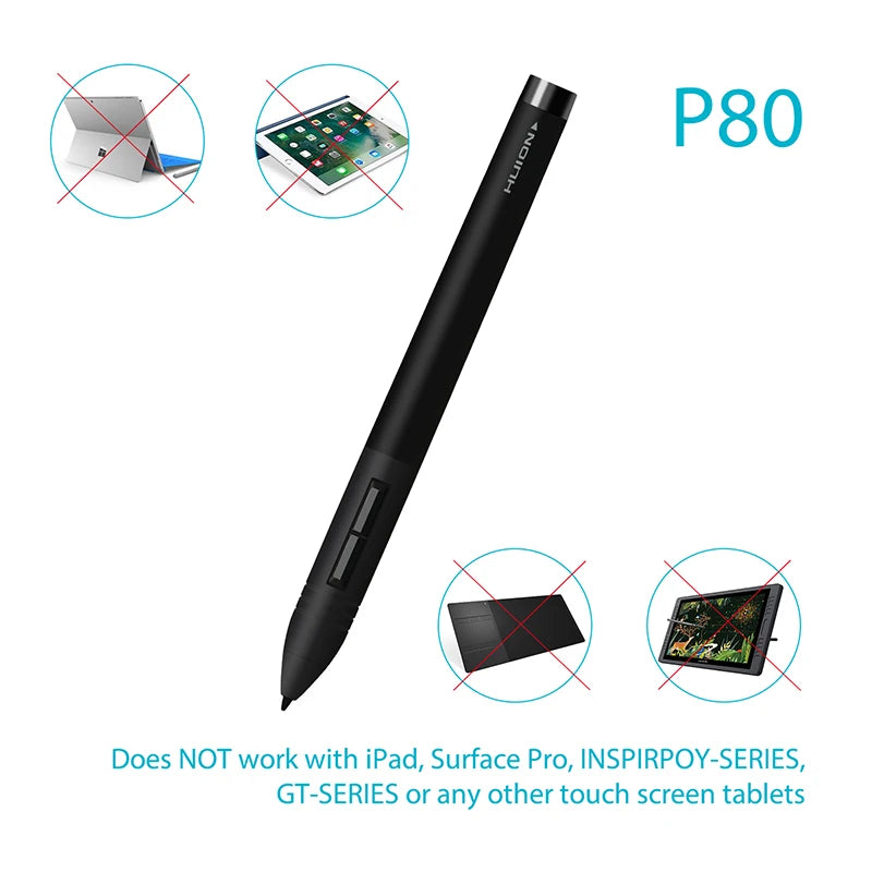 HUION PEN80 Graphic Tablets Pen Digital Pen Rechargeable Pen Black--P80