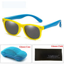 LongKeeper Spiegel Kinder Sonnenbrillen mit Etui Jungen Mädchen Polarisiert Silikon Sicherer Sonnenschutz Brille Geschenk Für Kinder Baby UV400 Gafas