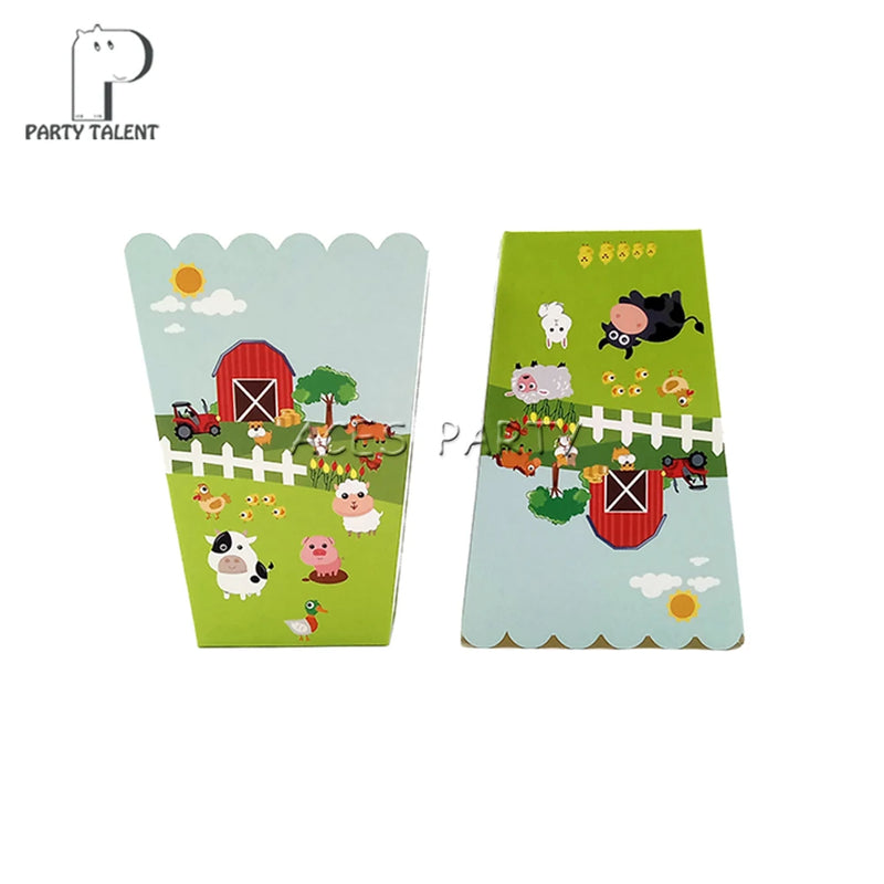 Popcorn Box for Kids Children Farm Animals Theme Birthday Party Baby Shower Party Decoration Party Supplies 24pcs/lot