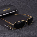 LMAOCLAN Marke Aluminium Magnesium Polarisierte Gold Sonnenbrille Herren UV400 Klassische Quadratische Brille Fahrschutzbrille Gafas Oculos