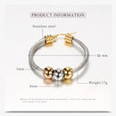 Fashion Korean Gold Color Big Hoop Earrings With Three Beads Round Circle Stainless Steel Earrings For Women Trendy Hiphop Rock