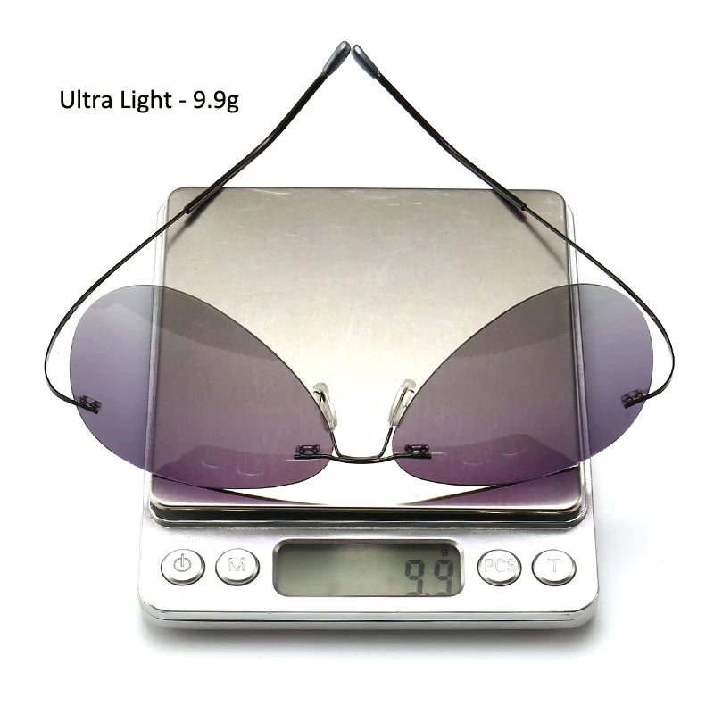 HBK 2019 Ultralight Square Titanium Polarized Sunglasses Rimless Driving Pilot Sun Glasses Oculos De Sol UV400 Gift PM0074
