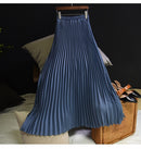 Womens Fashion Pleated Midi Long Skirt Female Korean Japanese Casual High Waist Skirts Jupe Faldas 10 Colors 2021 Spring SK295