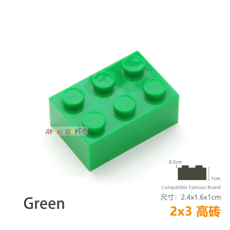 10pcs/lot DIY Blocks Building Bricks Thick 2X3 Educational Assemblage Construction Toys for Children Size Compatible With Brand