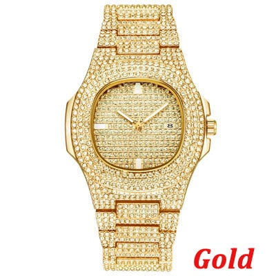 TOPGRILLZ Brand Iced Watch Quartz Gold Color HIP HOP Watches With Micropave CZ Stainless Steel Watch Clock relogio