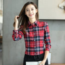 2022 Spring New Fashion Casual Lapel Plus Size Blouses Women Plaid Shirt Checks Flannel Shirts Female Long Sleeve Tops Blouse