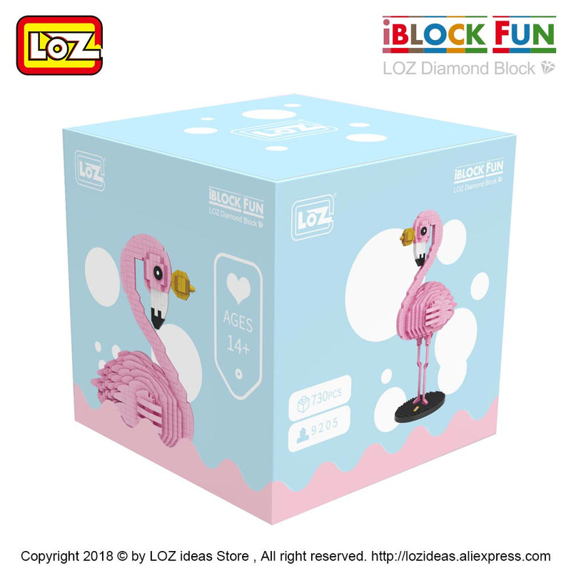 LOZ Diamond Blocks Flamingo Toy Pink Bird Action Figure Colorful Cartoon Animals Educational Bricks DIY Kids Children Gift 9205