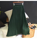 Womens Fashion Pleated Midi Long Skirt Female Korean Japanese Casual High Waist Skirts Jupe Faldas 10 Colors 2021 Spring SK295