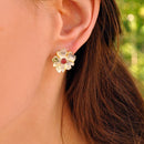 Lotus Fun Real 925 Sterling Silver Earrings Natural Gemstone Original Handmade Fine Jewelry Peony Flower Stud Earrings for Women